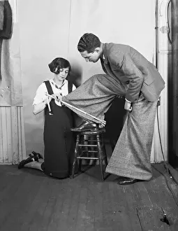Palazzo Prints: Woman Has Wide-Cuffs Of Trousers Measure