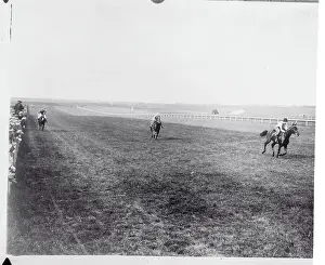 Woman Winning Horse Race
