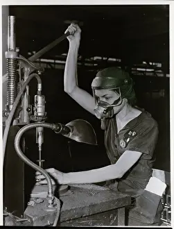 Drill Prints: Woman Working At Drilling Machine