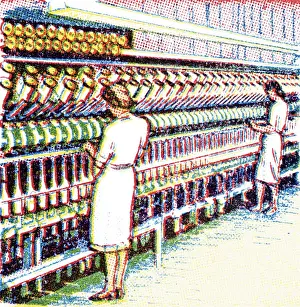 Blue Collar Prints: Two Woman Working In a Factory