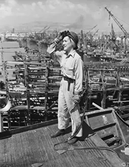 Woman Working at Shipyard