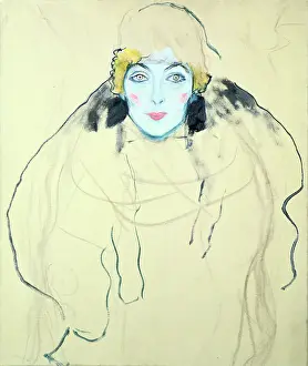 Klimt Prints: Woman's Head ('Frauenkopf'), 1917. Artist: Gustav Klimt
