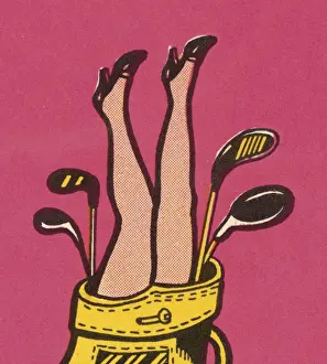Womans Legs in Golf Bag
