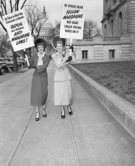 Taxes Prints: Women In Bonnets Protest Margarine Tax