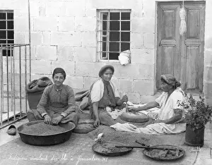 Teenage Boy Prints: Women and Boy Grinding Grains
