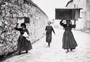 Womens Rights Prints: Women Carrying Furniture on Their Heads