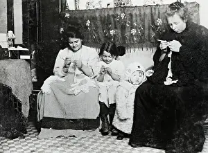 Tenement House Prints: Women, Children Do Needlepoint