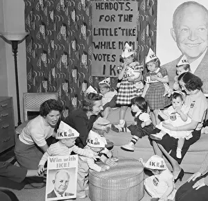 Message Pin Prints: Women and Children Wearing Ike Hats
