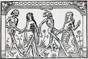 15th Century Prints: Women Dancing With Skeletons; Woodcut
