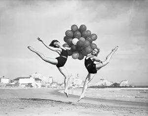 Party Balloon Prints: Women Doing Balloon Dance On Beach
