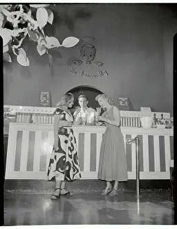 Two Women Drinking Ice Cream Sodas in Parlor