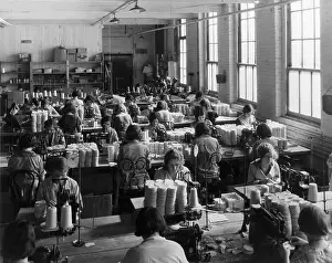 Sewing Prints: Women In Factory Making Powder Puffs