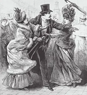 Confrontation Prints: Women Fighting over Man
