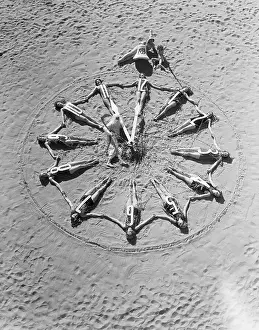 Long Beach Prints: Women Lie on Beach in Shape of Clock