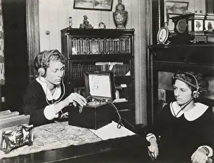 Production Prints: Women Listening to Receiver