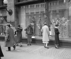 Macy And Company Prints: Women Look at Macy's Window