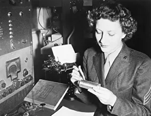 Instrument Panel Prints: Women Marine Adjusting Cryptograph