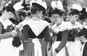 Headgear Prints: Women from Miesbach at costumes parade in Bayrischzell