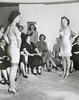 Modeling Prints: Women Model Under Garments in New York Salon