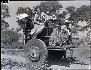Pageant Prints: Women in Ox Drawn Cart Beauty Pageant