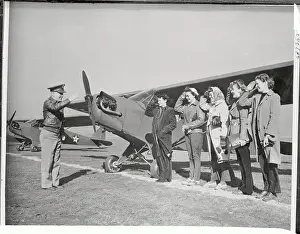 Ohio Prints: Women Pilots Saluting Near Airplane