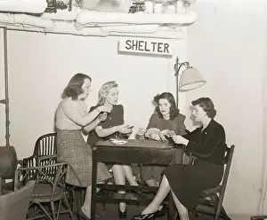 Shelter Prints: Women Playing Cards In Bomb Shelter