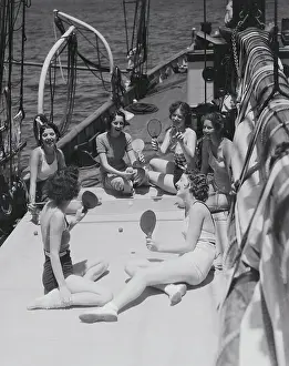 Women Playing Deck Tennis