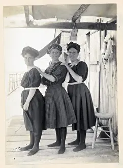 Porch Prints: Three Women Posing Outside Beach House