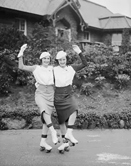 Quality Time Prints: Women Posing in Roller Skates, Central Park Casino