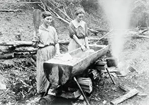 Paddling Prints: Women Pounding and Scrubbing Laundry