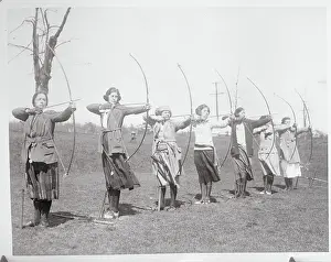 Wellesley Prints: Women Practicing Archery