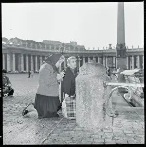 Peters Basilica Prints: Women Praying in Saint Peter's Square