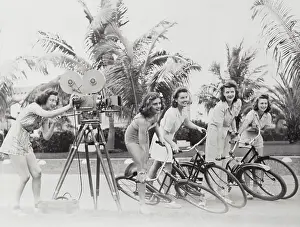Women Preparing for Bicycle Sweepstakes
