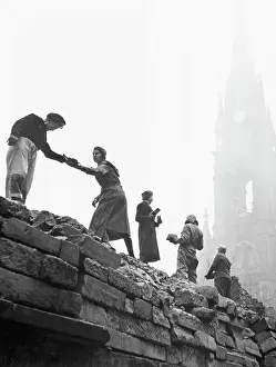 Dresden Prints: Women Rebuilding A Wall In Dresden, 1940s