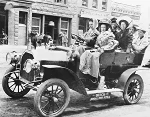 Town Scene Prints: Women Riding in Old Buick