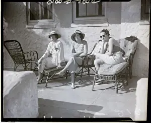 Ball Court Prints: Women Seated At Beach Club; Mrs Hearst