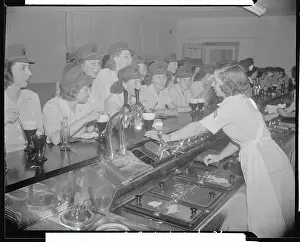 North Carolina Prints: Women Soldiers Being Served at Soda Fountain