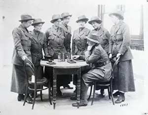 Telegraph Prints: Women In Suits, Hats Around Table/Telegr
