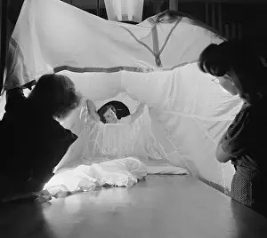 New England Prints: Women Testing Nylon Parachutes