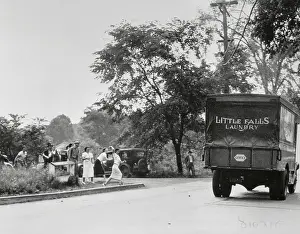 Laundry Prints: Women Throwing Rocks At Laundry Truck