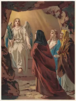 Images Dated 19th June 2017: The Women at the Tomb of Christ, chromolithograph, published 1886