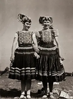 Slovak Prints: Two Women In Typical Slovakian Garb