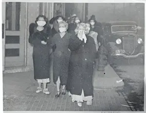 Dust Storm Prints: Women Wearing Masks During Dust Storm
