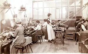 Lathe Prints: Women Working In Factory At Machines