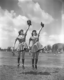 Twins Prints: Women's Baseball League Twin Players