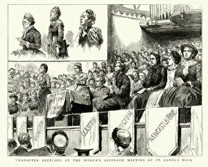 Images Dated 4th April 2019: Womens suffrage meeting at St Jamess Hall, 1884, 19th Century