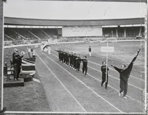 Women's Track Team Walking Around Stadium