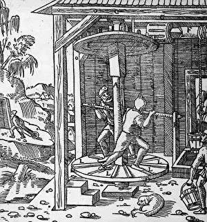 Woodcut Of 16Th Century Power Plant