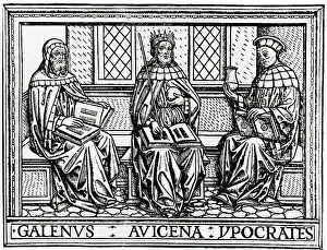 Intelligence Prints: Woodcut Of Avicenna, Hippocrates, Galenus