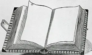 Page Prints: Woodcut of Blank Open Book